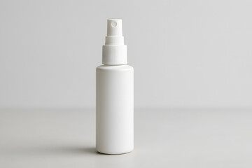 Minimalist White Spray Bottle Mockup on Neutral Background