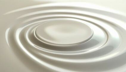 A close-up view of a white, shiny button with gentle waves and ripples creating depth and dimension on its smooth surface, highlighting its sleek and textured design.