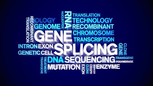 Gene Splicing animated word cloud-text design animation tag kinetic typography seamless loop.