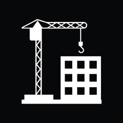 Construction Site Silhouette Cranes and Urban Development Illustration Industrial Progress Building Industry Growth Tall Structures Modern Infrastructure