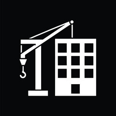 Construction Site Silhouette Cranes and Urban Development Illustration Industrial Progress Building Industry Growth Tall Structures Modern Infrastructure