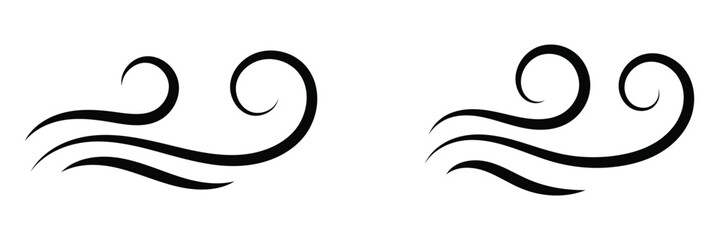 Fototapeta premium A dynamic icon of thin swirling lines denoting fast air flow. Stylized curved lines showing the graceful motion of air currents. Elegant curls forming a symbolic representation of moving wind.