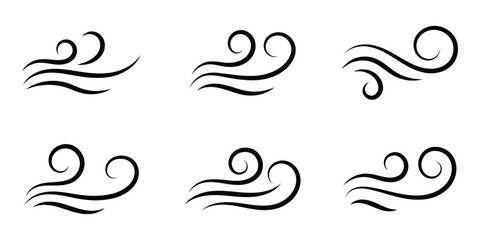 Flowing air symbol, Wind curl icon, Swirling wind vector icon, Air stream illustration