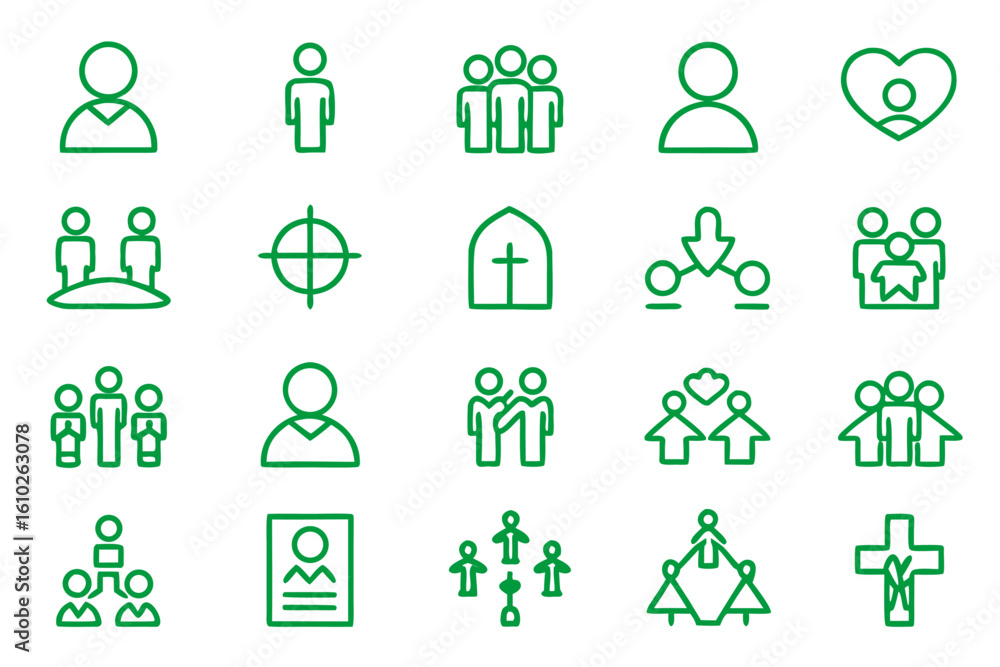 Poster comprehensive collection of symbolic representations for family and societal organizational structur