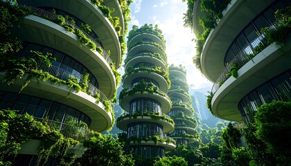 Futuristic Buildings with Greenery and Modern Architecture