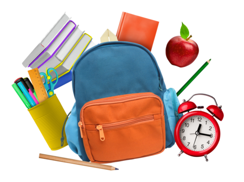 flying back to school concept on transparent background png