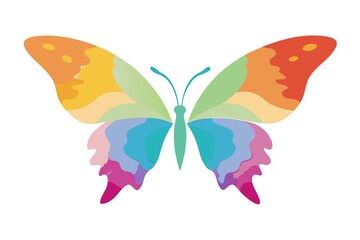 Colorful Butterfly Illustration with Abstract Design and Rainbow Colors on White Background
