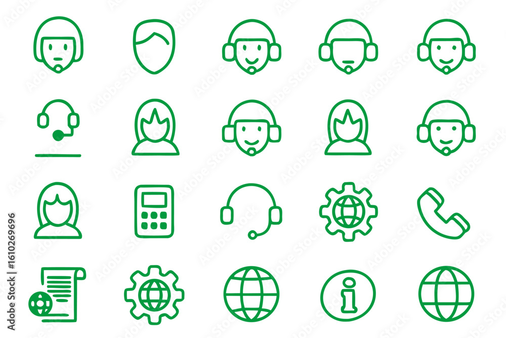 Poster comprehensive customer assistance and technical support line graphics collection