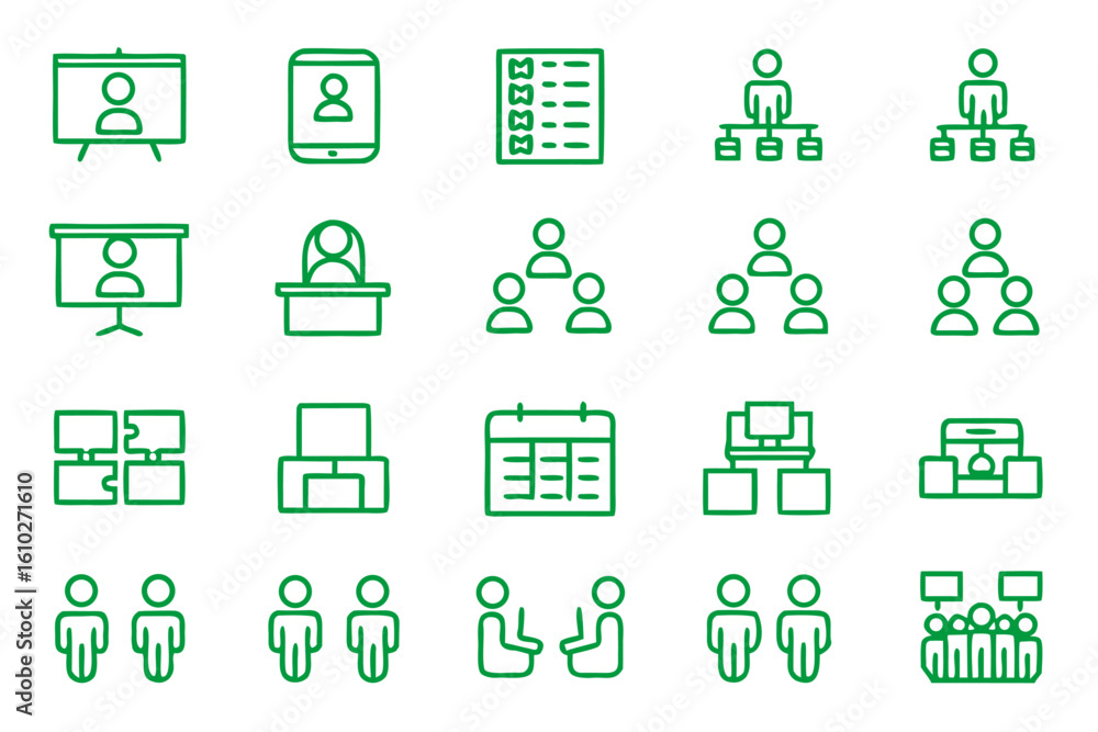 Poster comprehensive collection of professional training and learning icons for digital and print applicati