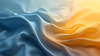 Obraz premium Abstract flowing fabric in shades of blue and yellow