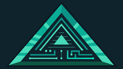 triangular circuit board layered teal grid