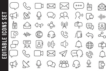 Editable Outline Icon Set for Communication and Media