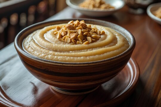 Mingau de Amendoim - Angolan Food Offers a Rich, Velvety Blend of Ground Peanuts and Maize Flour That Showcases Angola&rsquo;s Deep Love for Nutritious, Flavorful Traditional Porridge
