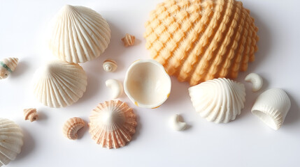 Seashells, white isolate background