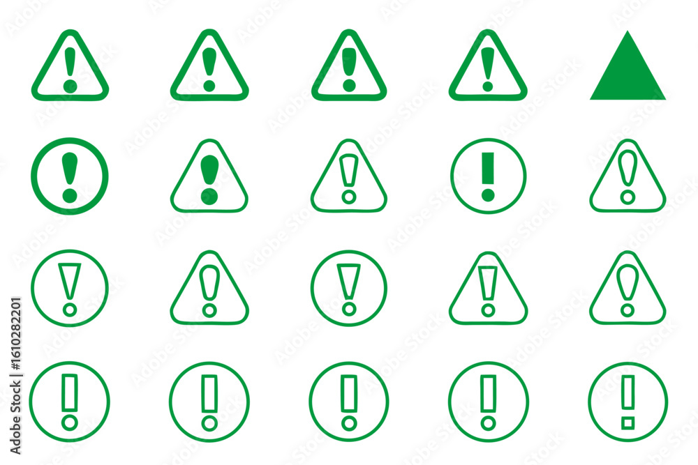 Poster collection of cautionary symbols and alert graphics featuring warning lines in striking yellow and b