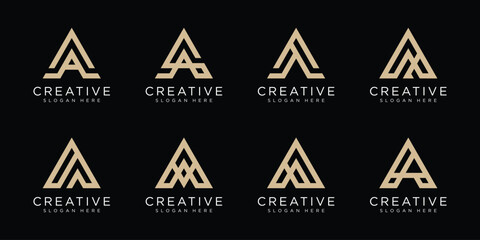 Obraz premium SET OF initial letter A logo vector mono line