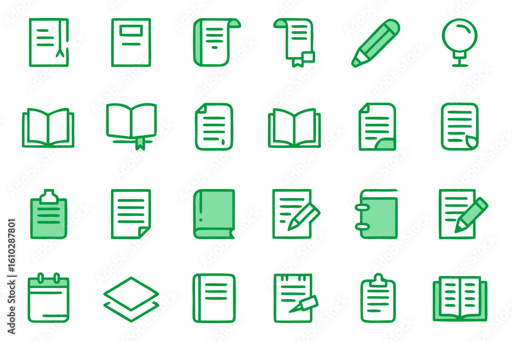 Poster comprehensive collection of creative writing and communication symbols for digital and print project