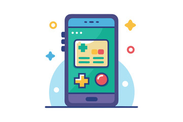 Adobe Illustrator Mobile Gaming Platform with Multiple Game Options and Social Interaction Showcased on a Smartphone DeviceArtwork
