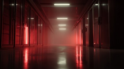 Dark, glowing hallway