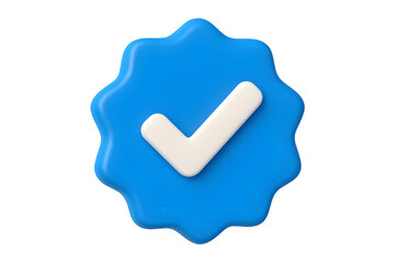 Verified Badge Icon with White Checkmark – 3D Social Media Symbol
