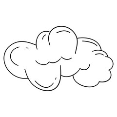 Hand drawn cloud Cloudscape drawing. Simple outline scribble draw. Line drawing cloud