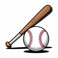 Stylized Baseball Bat and Ball Icon with Colorful Background for Sports Graphics