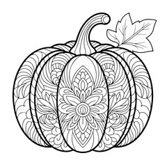 Pumpkin Mandala Design Autumn Halloween Coloring Page Illustration, coloring pages