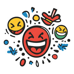 Obraz premium Exciting emotions playful faces creative illustrations vibrant design digital art