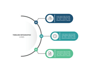 design template banner infographic. 3 step process information or presentation with icons
