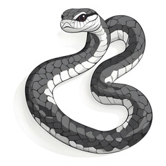 Fototapeta premium Dynamic black and white snake illustration wildlife art creative environment unique view