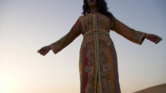Striking figure in ornate caftan