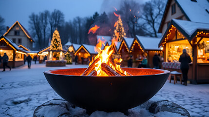 Obraz premium Fire bowl in the winter at a christmas market, Germany.