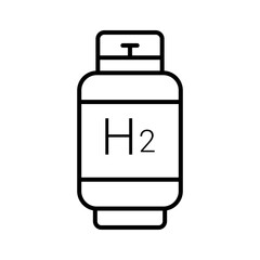 Outline icon of a hydrogen storage cylinder with editable stroke, ideal for gas tank and clean fuel applications.