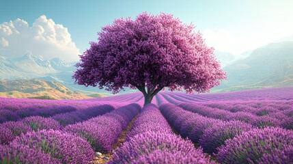 An expansive lavender field under a clear sky