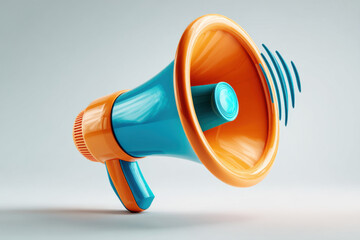 Brightly colored megaphone emitting sound waves