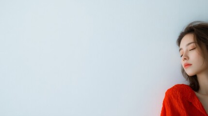 Dreaming Girl in Minimalist Space, a serene portrait of a girl lost in thought, surrounded by an uncluttered, tranquil environment that emphasizes her contemplative mood.