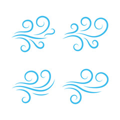 Doodle wind line sketch set. Hand drawn doodle wind motion, air blow sign, swirl elements. Sketch drawn air blow motion, smoke flow art, abstract line on white background.