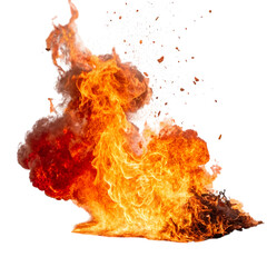 Fiery Explosion: Intense Blaze Isolated on White Background