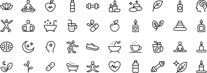 Wellness icon set. simple thin line icons collection. Vector illustration.