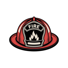 Classic red firefighter helmet with flame emblem