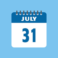 Fototapeta premium july 31 calendar icon Vector page month design