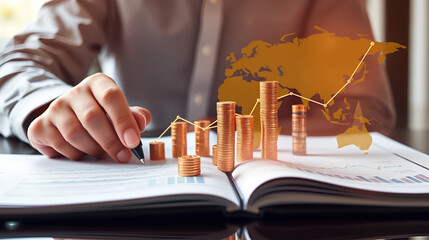 Analyzing financial investment plan in relation to economic growth. Global network data banking analytics.