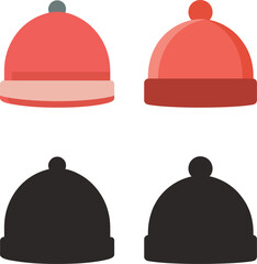 Fototapeta premium Winter hat collection with silhouette perfect for winter clothing and design projects showcasing cold weather apparel warmth and style for seasonal promotions