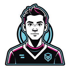 Stylish Gamer Avatar with Pink Hair and Blue Hoodie A Modern Mascot Ready for Esports and Streaming