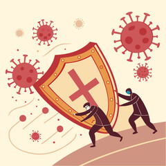 Shield vs virus concept – immunity protection graphic generated by ai