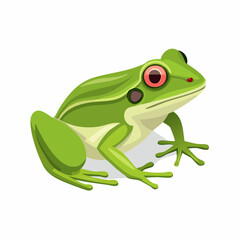 Obraz premium Vibrant Green Frog Illustration with Red Eye Against a Clean White Background