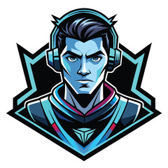 Stylish Gamer Avatar with Pink Hair and Blue Hoodie A Modern Mascot Ready for Esports and Streaming