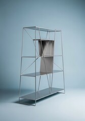 Naklejka premium Minimalist metal frame bookcase showcasing modern geometric design and simplicity