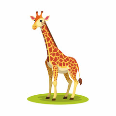 Obraz premium Charming Giraffe Illustration: A Delightful Cartoon Animal with Distinctive Spots and Graceful Neck