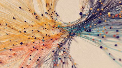 Abstract network of threads and dots